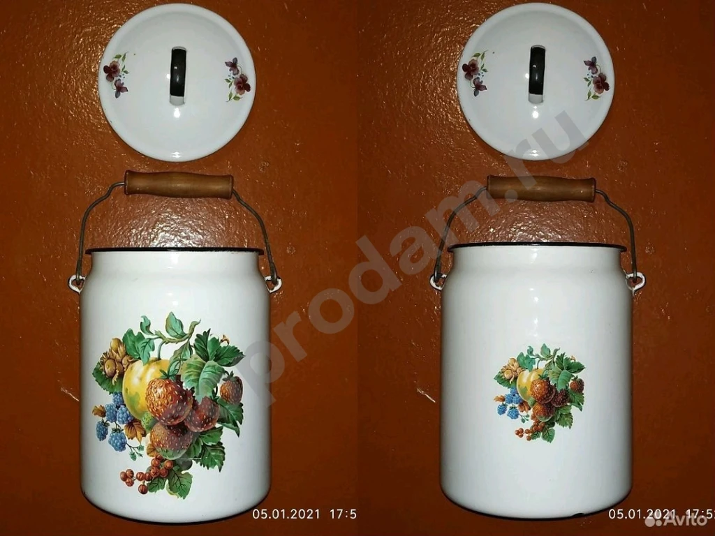 Удобный средний бидон эмалированный 3 л сталь СССР