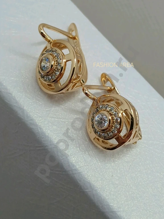 Позолоченные серьги с фианитами Jeanne Luxe Gold