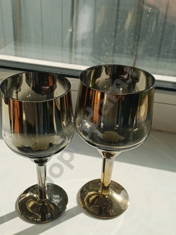 Фужеры бокалы дымчатые хрустальная ваза для фруктов стеклянный салатник