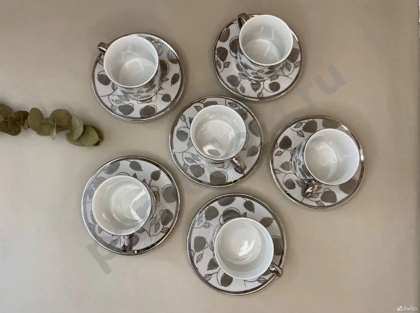 Кофейный сервиз на 6 персон чашки и блюдца