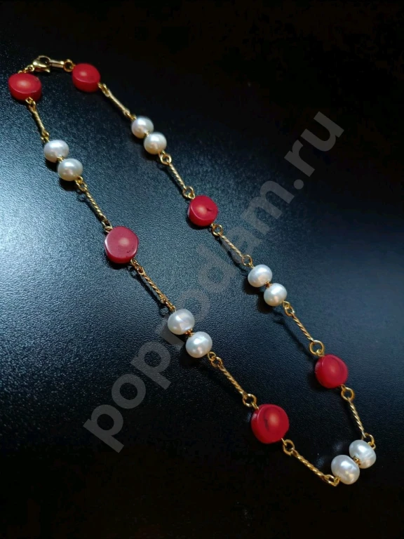Бусы Цепочка. Italia Independent. Натуральный Жемчуг, Коралл.