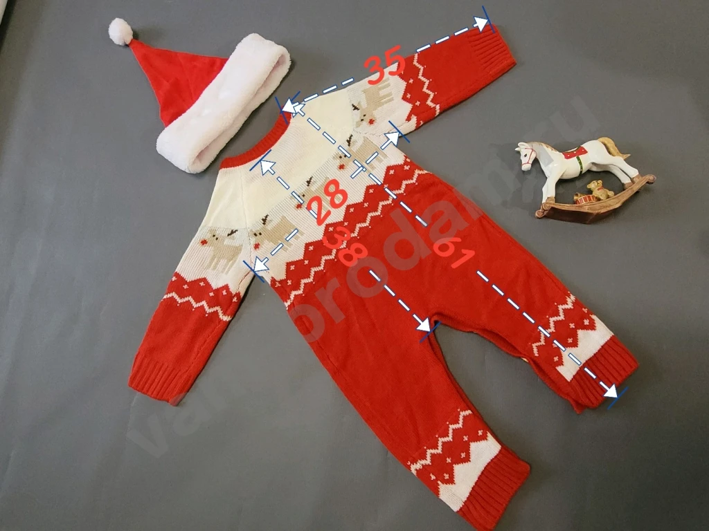 Комбинезон вязаный новогодний Крошка Я 86 красный