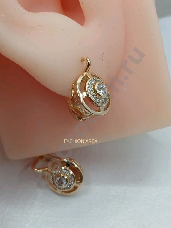 Позолоченные серьги с фианитами Jeanne Luxe Gold