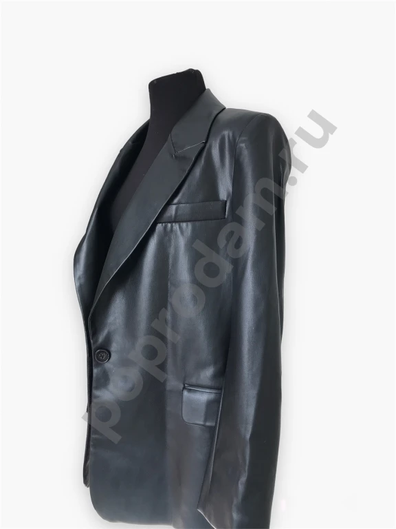 Женский черный пиджак из эко кожи