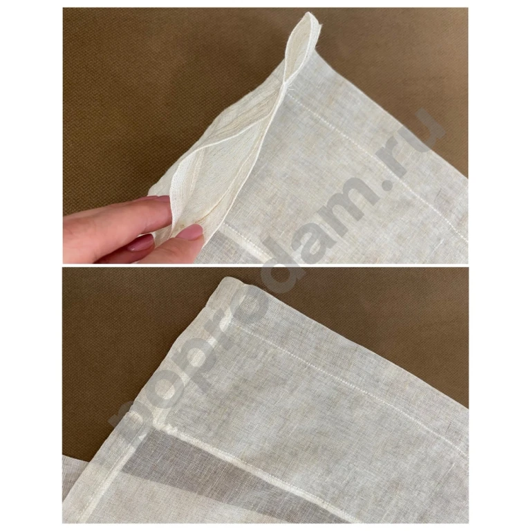 Короткая штора-кафе тюль с кисточками 150х40 2 шт