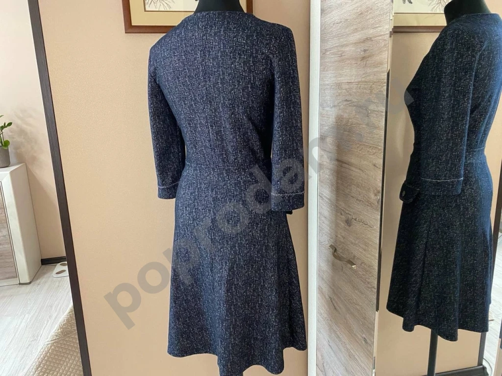 Серое платье офисное с пуговицами офисное 44-46