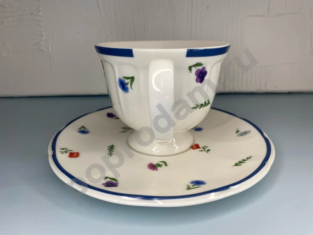 Чайная пара с цветочками фарфор