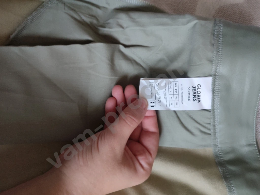 Оливковая прямая юбка из экокожи Gloria Jeans