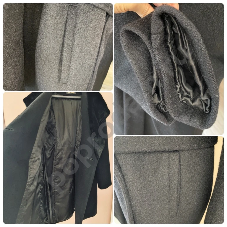 Теплое женское пальто черное шерсть кашемир 50-52