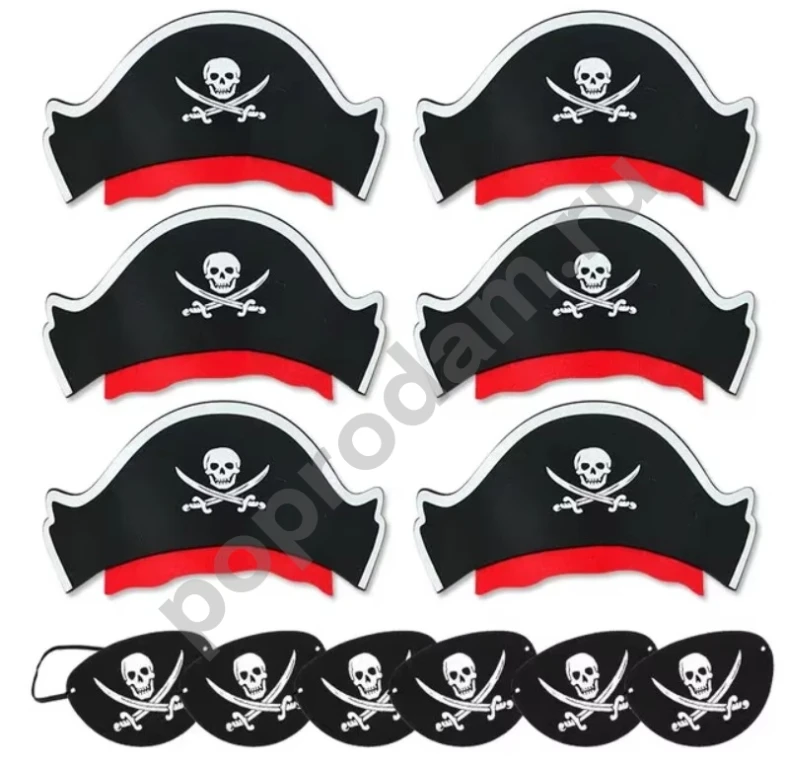 Шляпа капитана пирата с повязкой на глаз