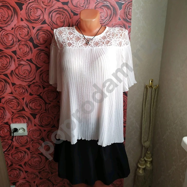 Блузка плиссировка белая размер М 46 женская