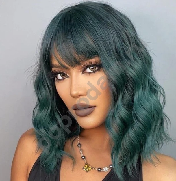 Парик зеленый каре новый