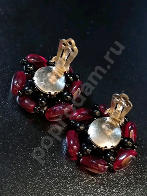 Крупные Наборные Клипсы. Чехия. Jablonex. Винтаж. Стекло.