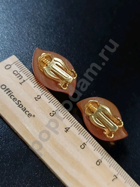 Клипсы. Винтаж. Калининград. Маркировка. Натуральный Янтарь.