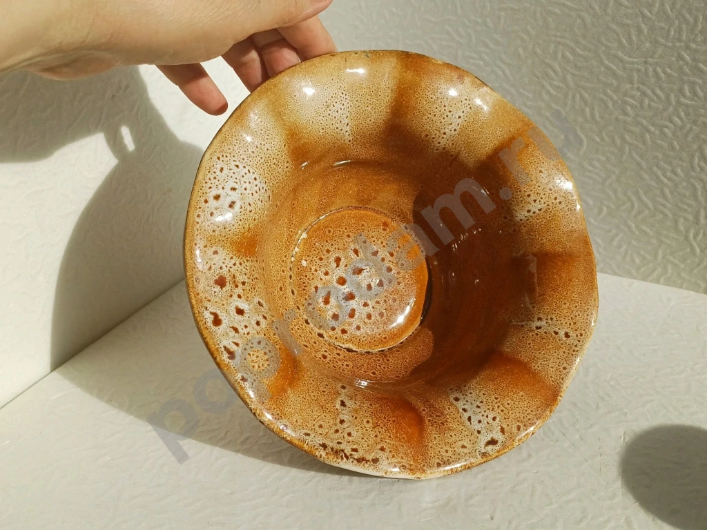 Набор из керамики. Ваза для салата или фруктов и стакан. СССР. Обливная керамика.