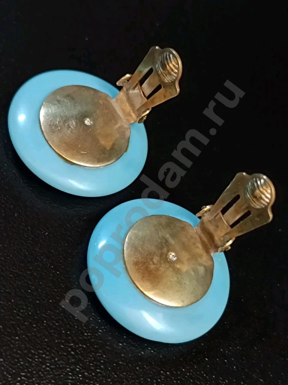 Крупные Клипсы. Чехия. Jablonex. Винтаж. Глушеное Стекло.