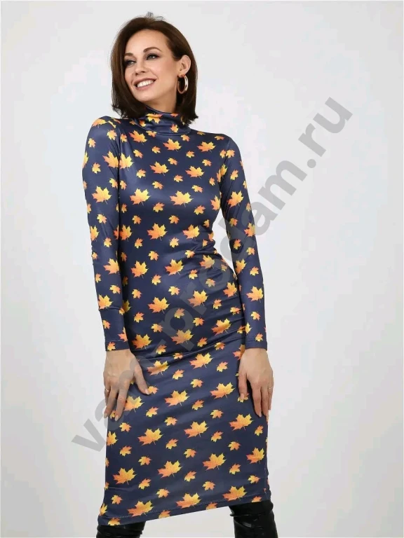 Платье с осенними листьями Размер 54