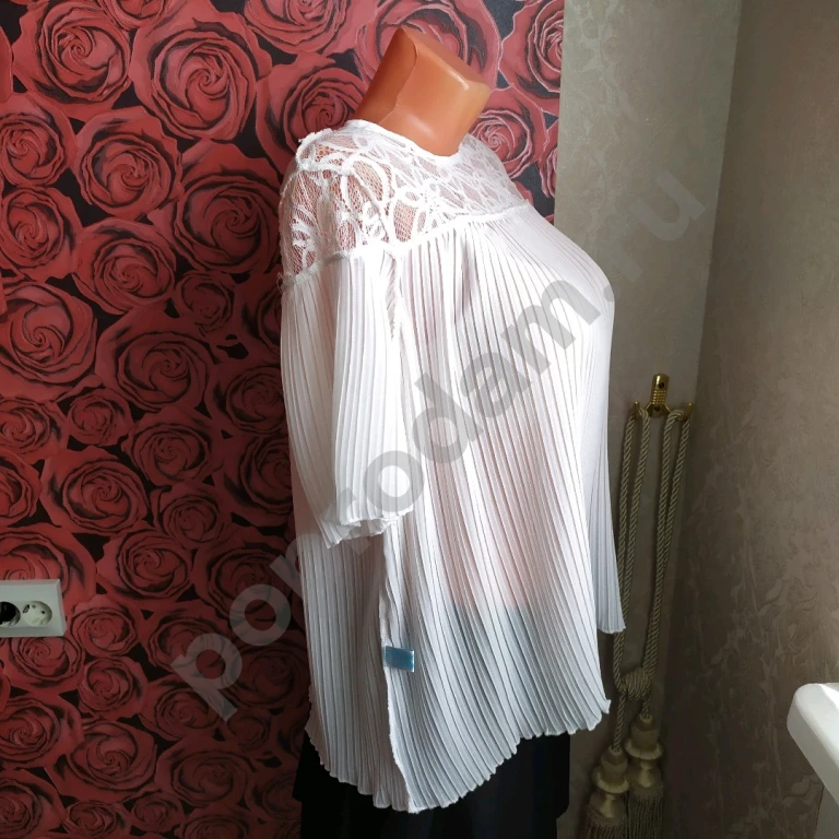 Блузка плиссировка белая размер М 46 женская