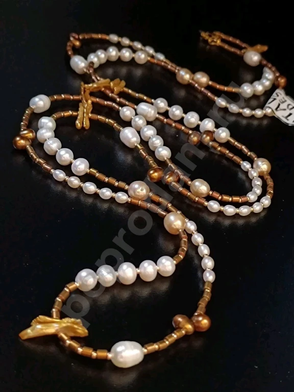 Длинные Бусы. 1метр 39см. Italia Independent. Натуральный Жемчуг.
