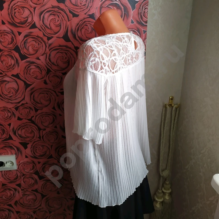 Блузка плиссировка белая размер М 46 женская