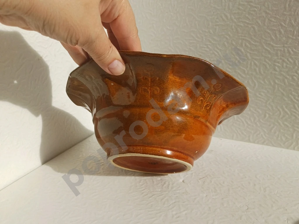 Набор из керамики. Ваза для салата или фруктов и стакан. СССР. Обливная керамика.