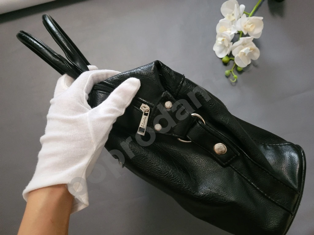 Сумка кросс-боди черная на длинном ремешке экокожа