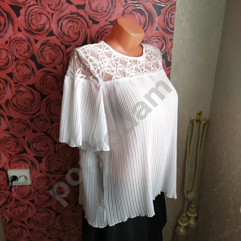 Блузка плиссировка белая размер М 46 женская
