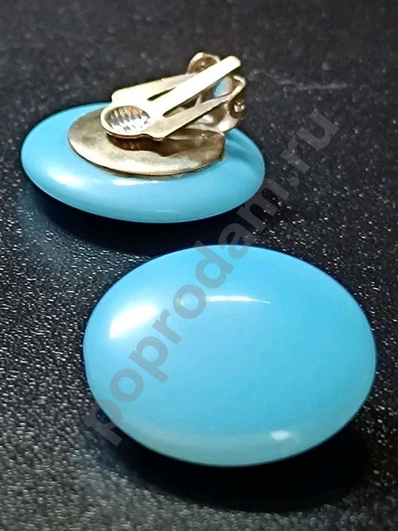 Крупные Клипсы. Чехия. Jablonex. Винтаж. Глушеное Стекло.