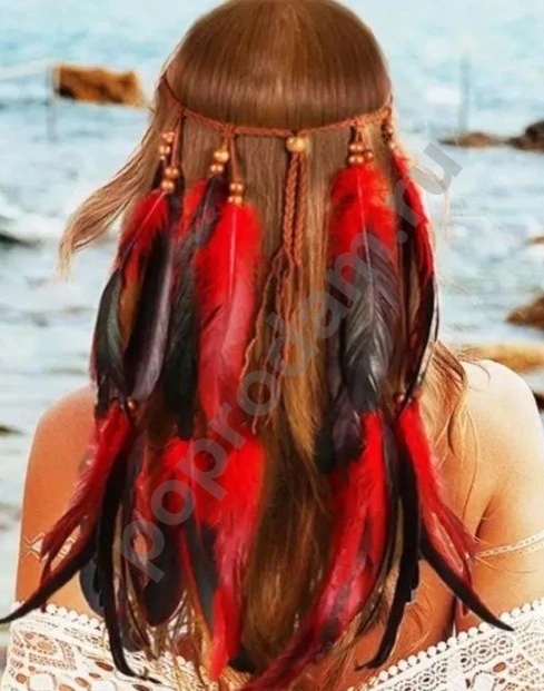 Украшение на голову с перьями новая