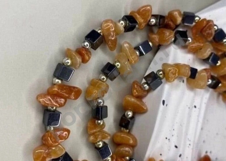 Винтажные бусы колье из сердолика и гематита