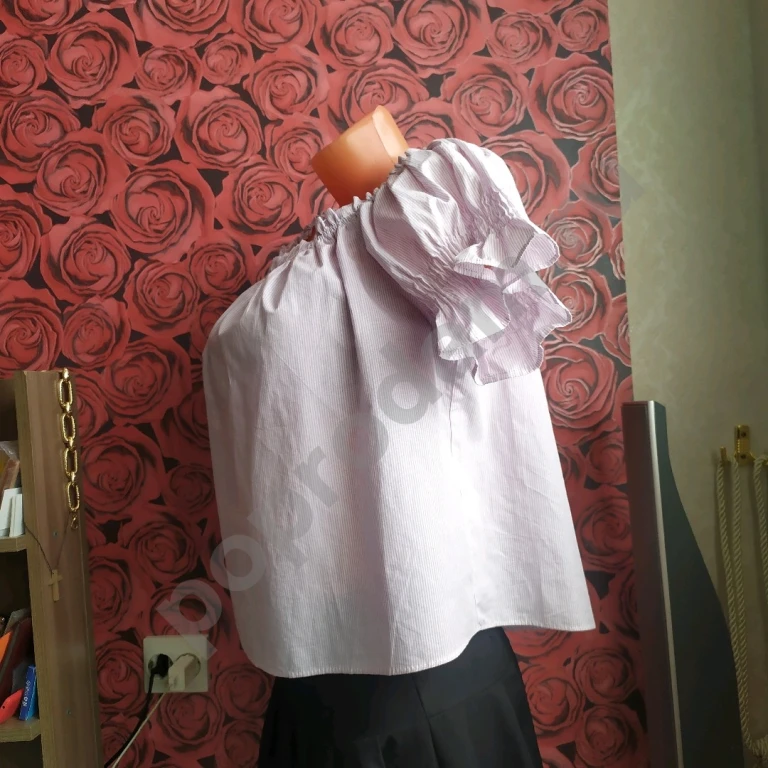 Топ Mango новый Сиреневая полоска Размер S хлопок