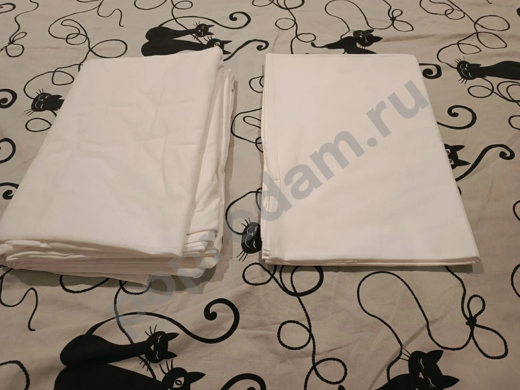 Простынь и пододеяльник 1,5 спальные 100% хлопок. Ярко белый цвет. Плотная ткань