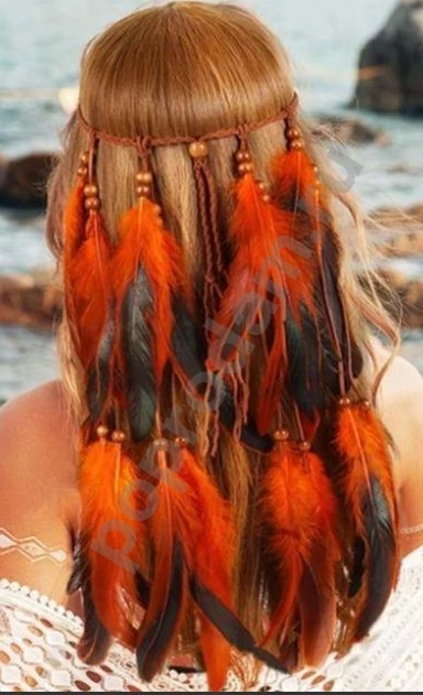 Украшение на голову с перьями новая