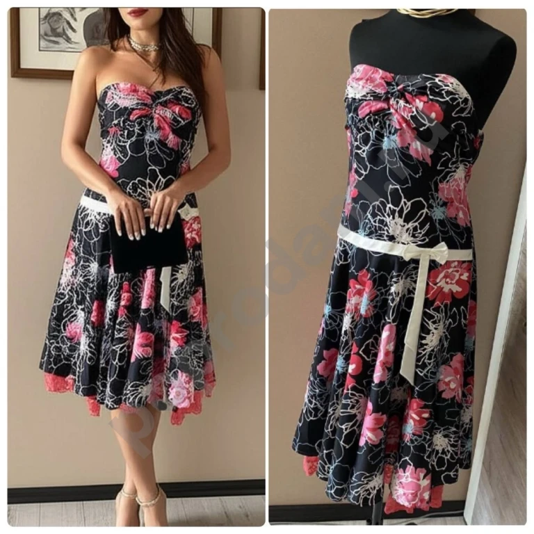 Платье без бретелей с жакетом 48