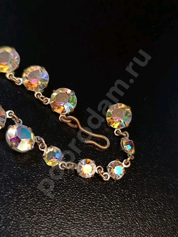 Колье Цепочка. Безель. Чехия. Jablonex. Винтаж. Стекло АБ.