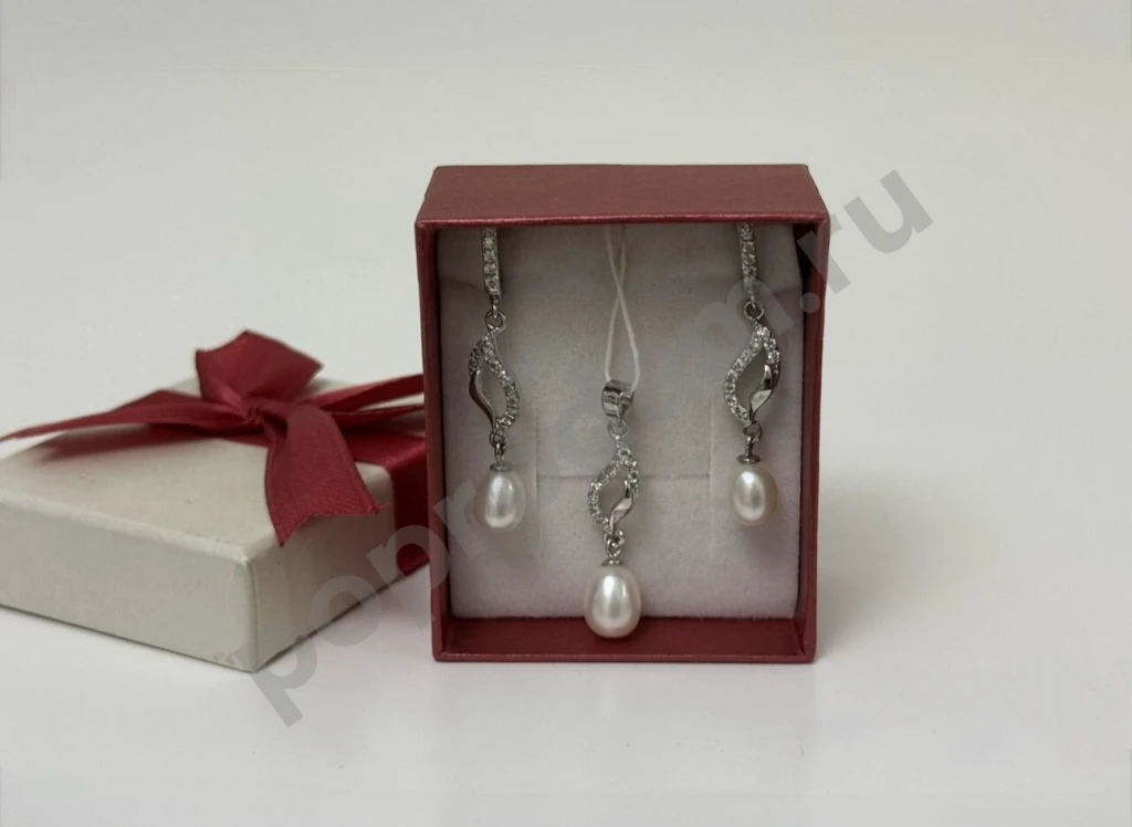 Новый серебряный комплект/набор серьги и кулон