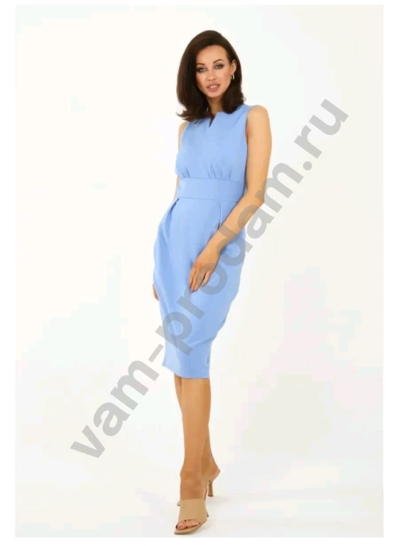 Платье голубое на молнии Размер 54