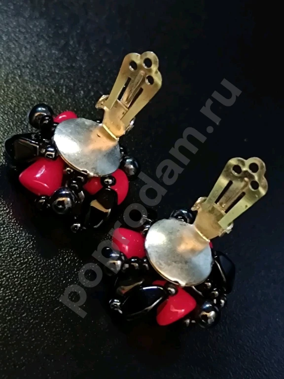 Наборные Клипсы. Чехия. Jablonex. Винтаж. Стекло.