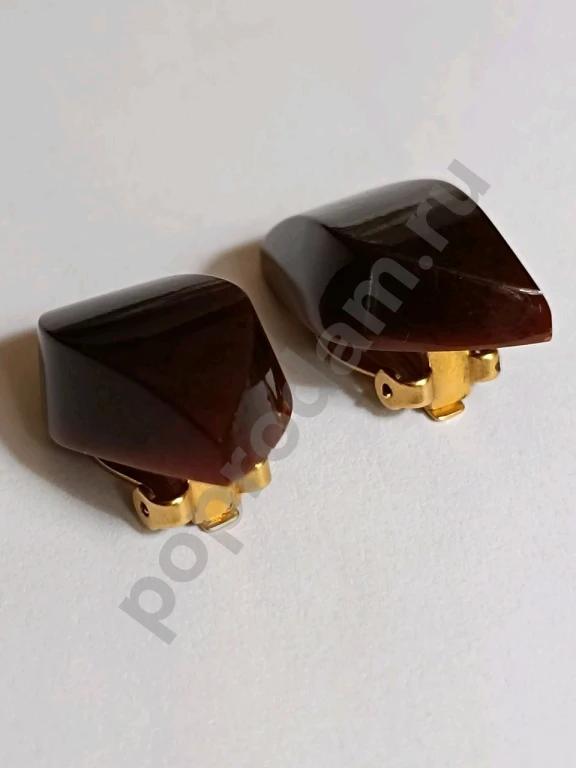 Клипсы. Винтаж. Калининград. Маркировка. Натуральный Янтарь.