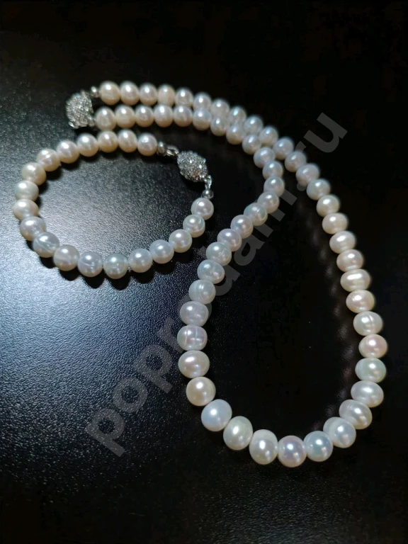 Крупный Комплект. Натуральный Жемчуг. Italia Independent. Бусы и Браслет.