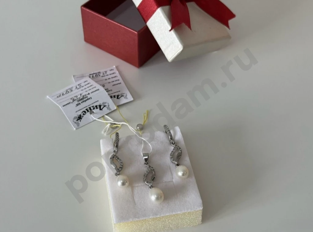 Новый серебряный комплект/набор серьги и кулон