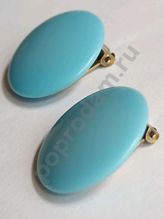 Крупные Клипсы. Чехия. Jablonex. Винтаж. Глушеное Стекло.