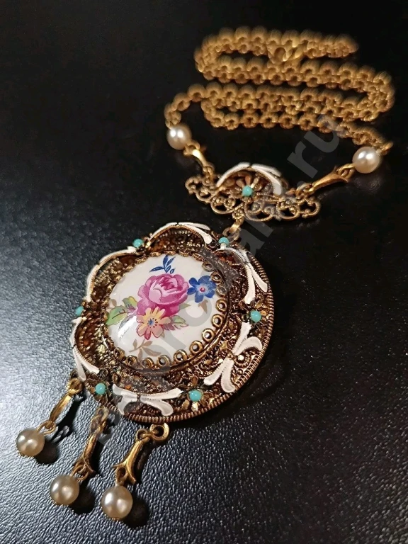 Колье. Чехия. Jablonex. Винтаж. Фарфор.