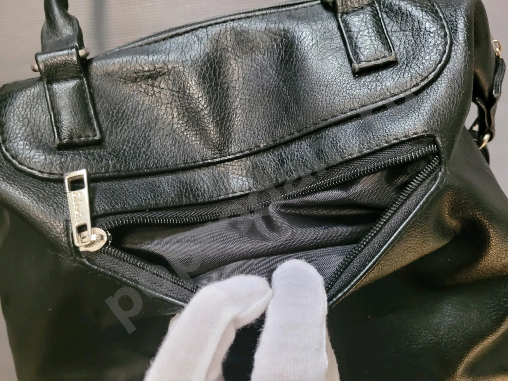 Сумка кросс-боди черная на длинном ремешке экокожа