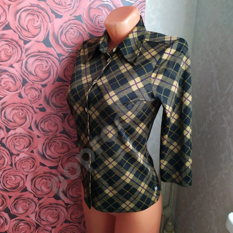 Рубашка Mexx блуза женская размер M L 46 коричневая Рукав три четверти Приталенная