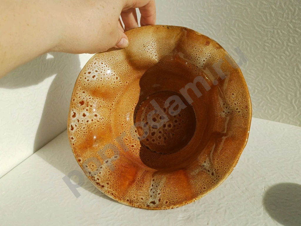 Набор из керамики. Ваза для салата или фруктов и стакан. СССР. Обливная керамика.