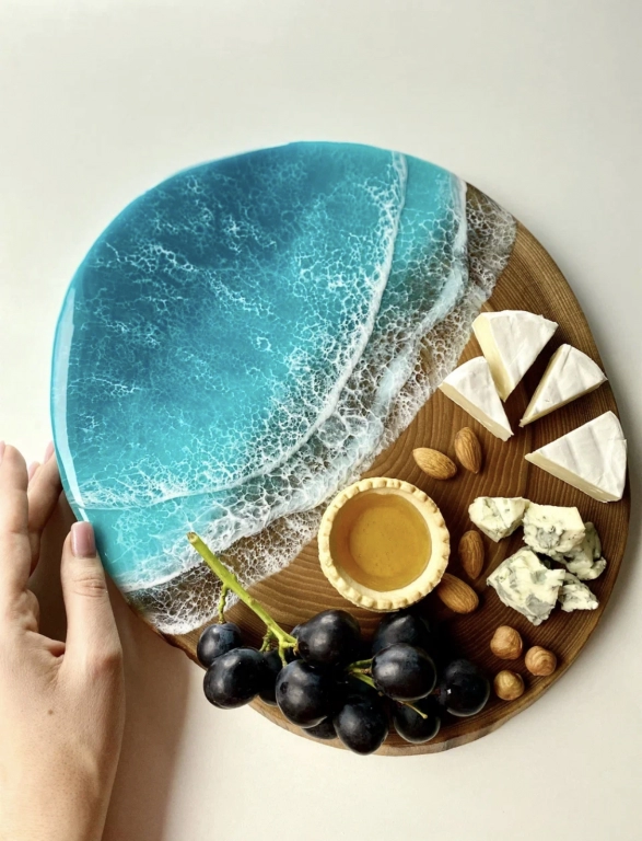 Спил с морем из Карагача, размер 32х28 см