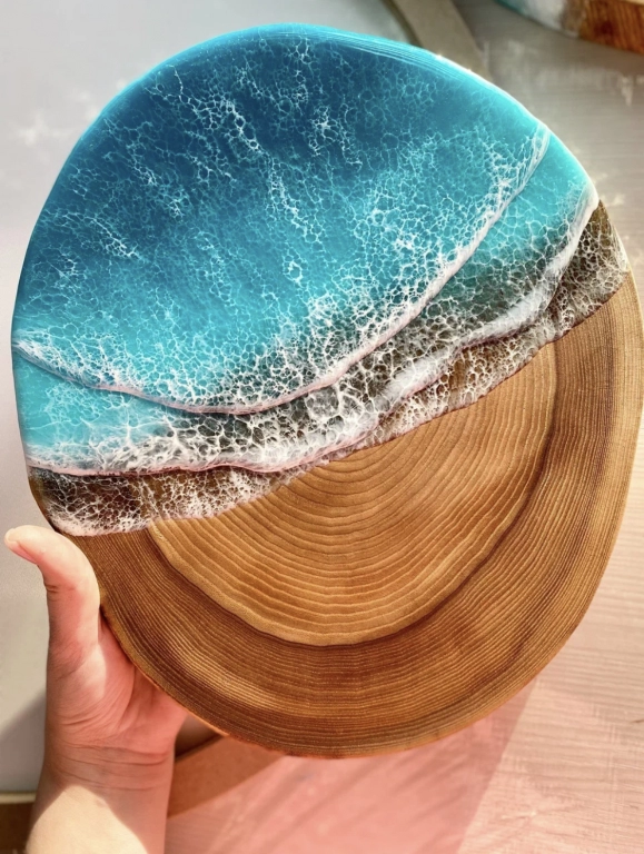 Спил с морем из Карагача, размер 32х28 см