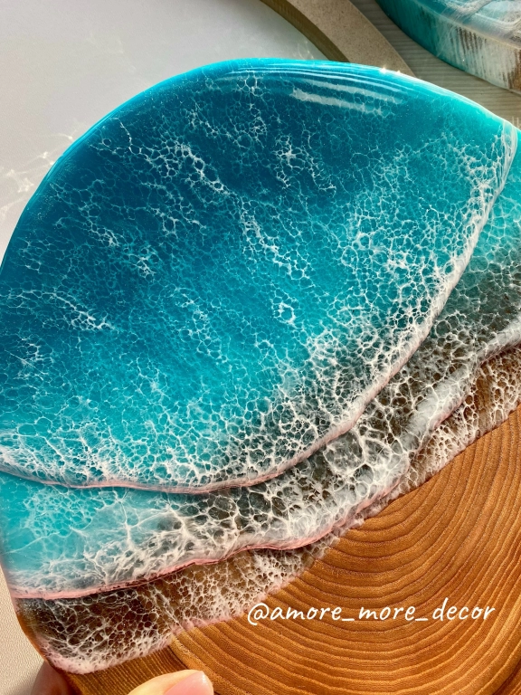 Спил с морем из Карагача, размер 32х28 см