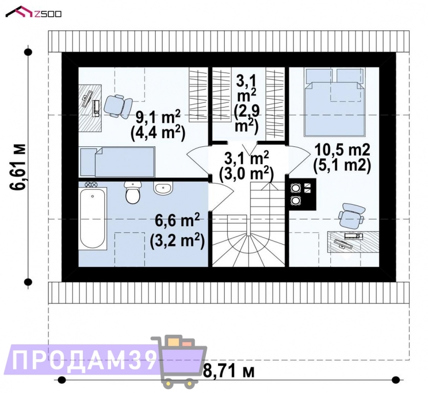 Дом 72 м² на участке 6 сот., Поселений (ИЖС)